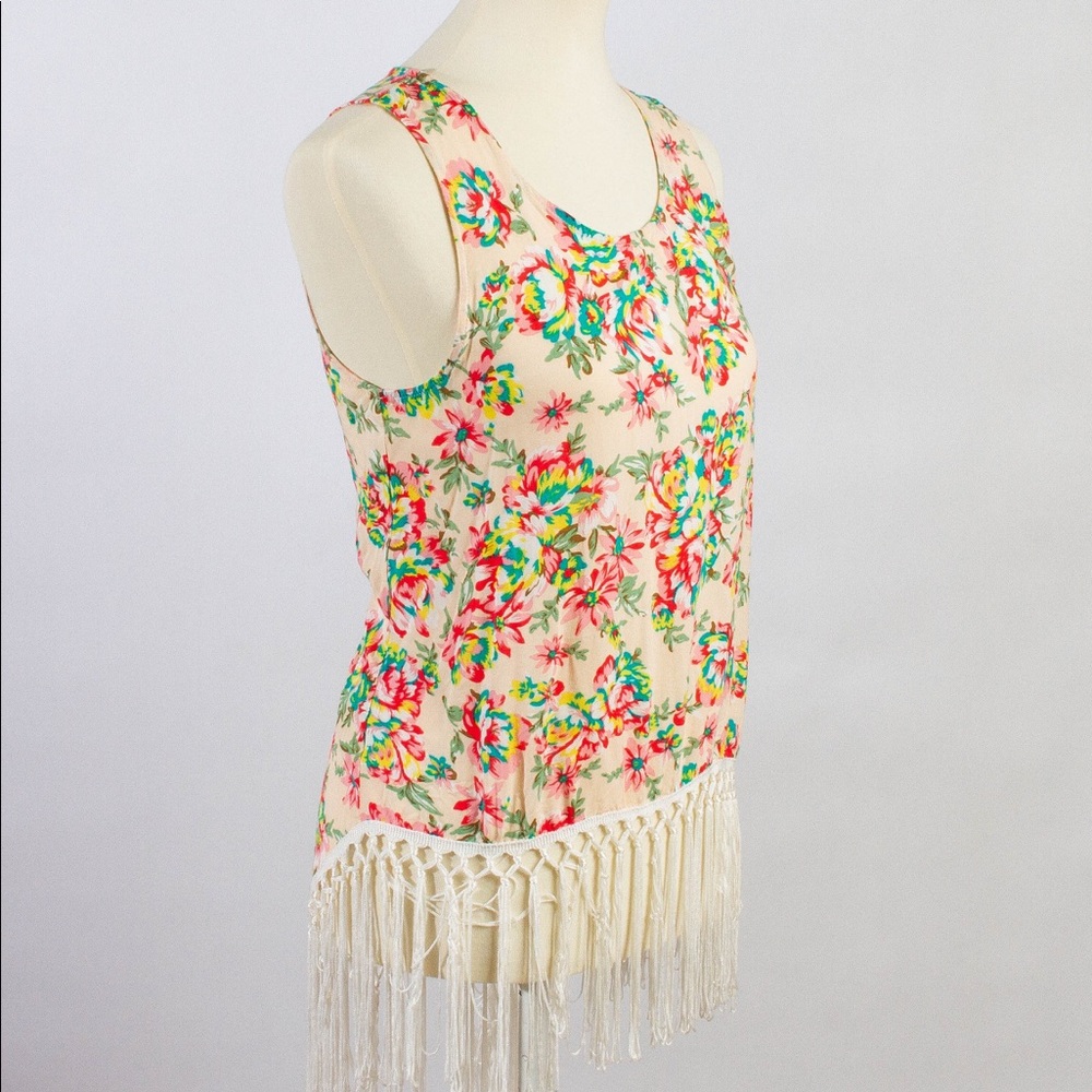 Michelle Nicole Floral Fringe Tassled tank top